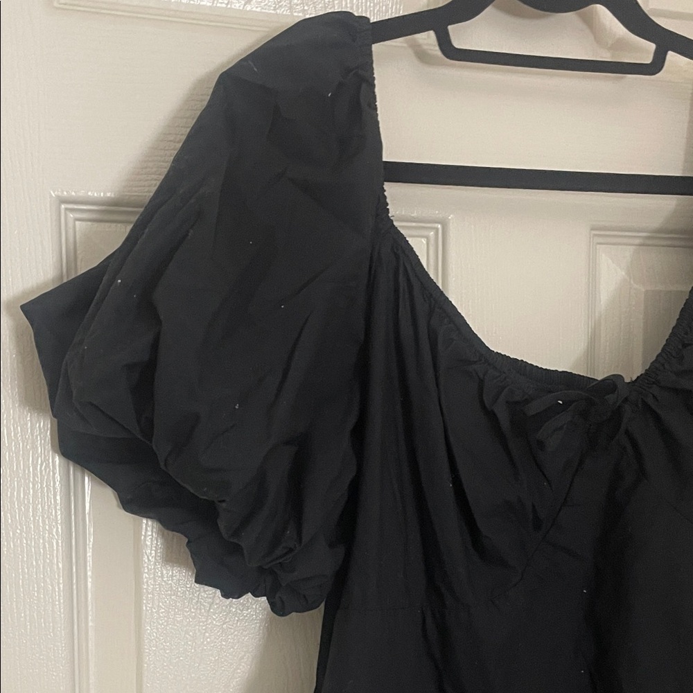 Black Puff-Sleeve Women’s Dress - Picture 2 of 6